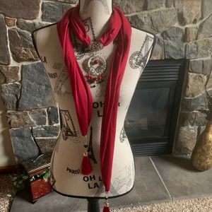 Decorated red scarf